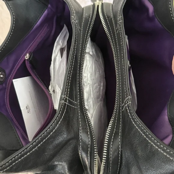 Coach Black Leather Shoulder Bag NWOT - Picture 7 of 9